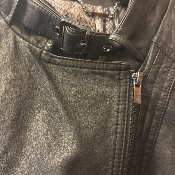 Faux leather diagonal zip biker jacket - Picture 2 of 8